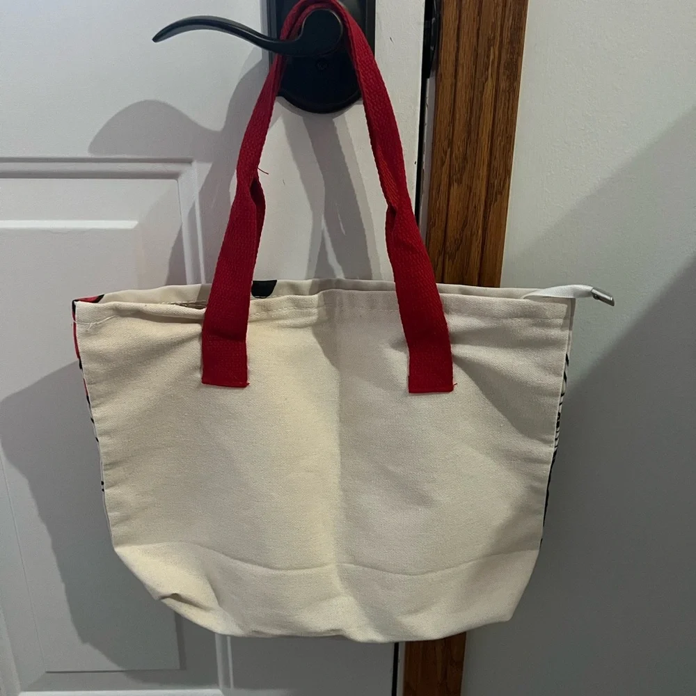 Disney Tote Bag with Red Handles and Multicolor Characters